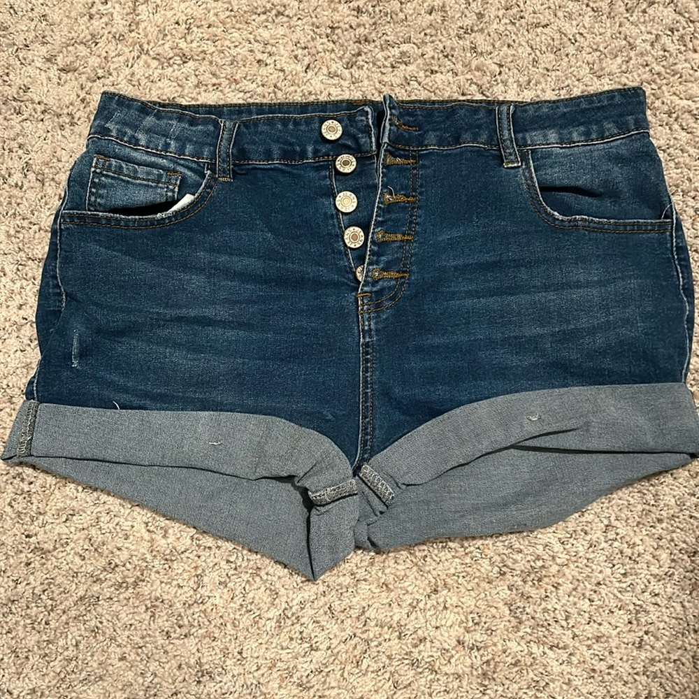 Stretchy Five Button Jean Shorts